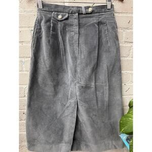 Vintage 90s Pockets Skirt Richard Evans Corduroy A-line Gray Slit 27” Waist